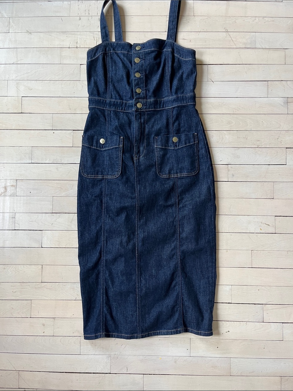 American Eagle Outfitters Dark Blue Denim Midi Dress